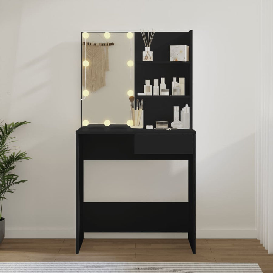 Kaptafel Met Led-Verlichting 74,5X40X141 Cm Zwart