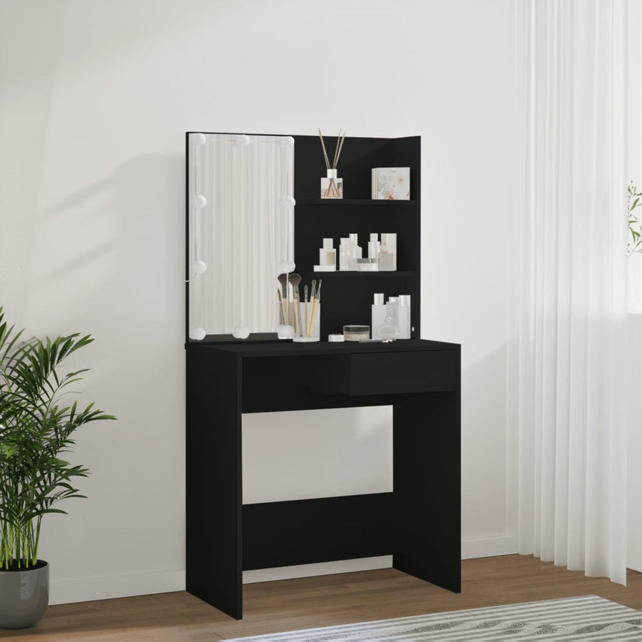 Kaptafel Met Led-Verlichting 74,5X40X141 Cm Zwart