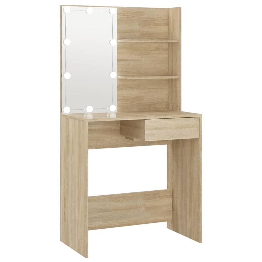 Kaptafel Met Led 74,5X40X4 Cm Bewerkt Hout Kleur Sonoma eiken
