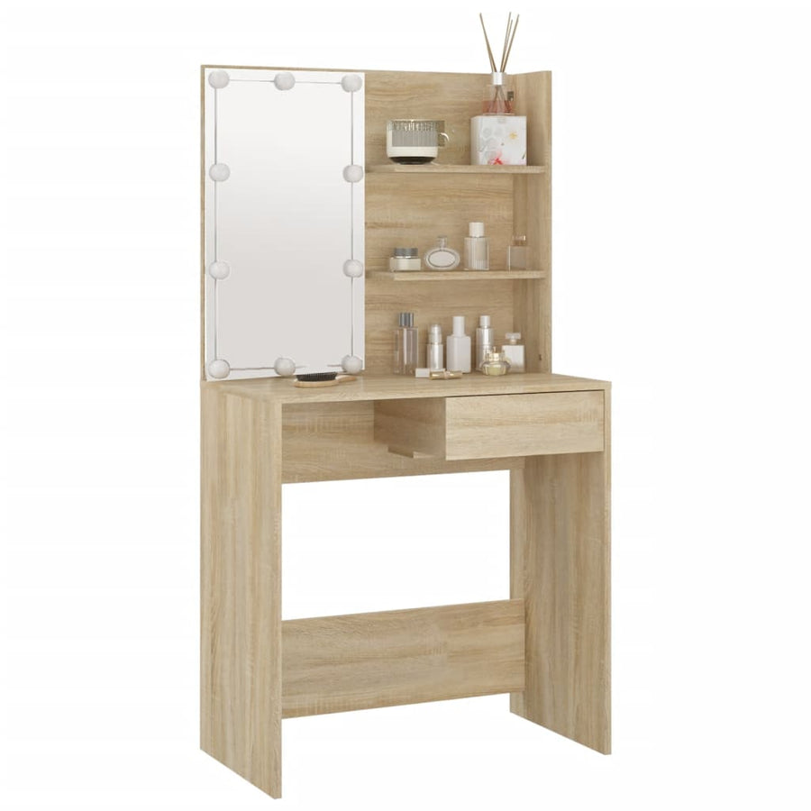 Kaptafel Met Led 74,5X40X4 Cm Bewerkt Hout Kleur Sonoma eiken