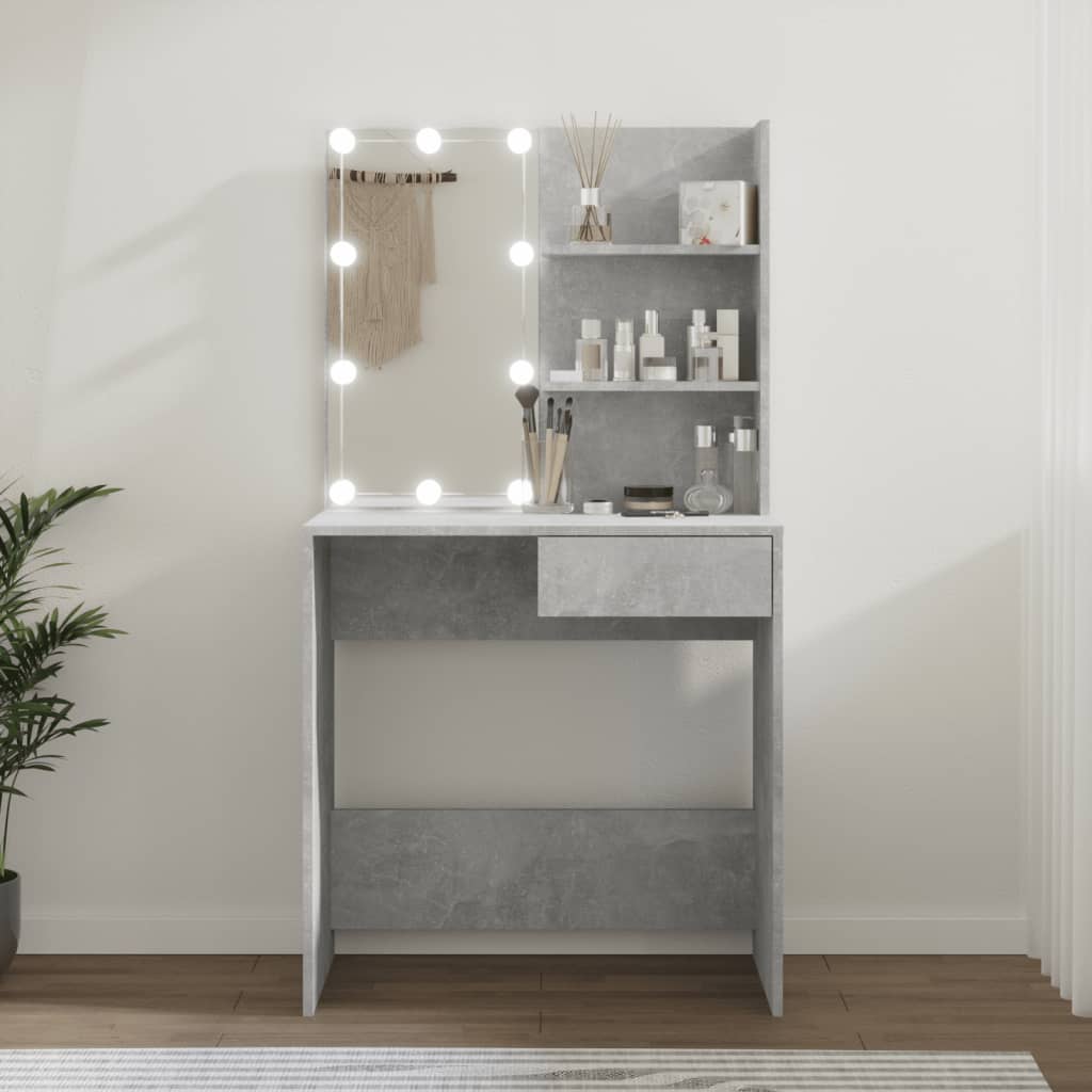 Kaptafel Met Led-Verlichting 74,5X40X4 Cm Betongrijs