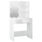 Kaptafel 74,5x40x141 cm hoogglans wit met LED