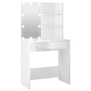 Dressing table with LED lighting 74.5x40x141 cm high gloss white