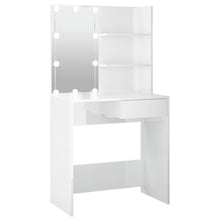 Kaptafel Met Led-Verlichting 74,5X40X4 Cm Hoogglans wit