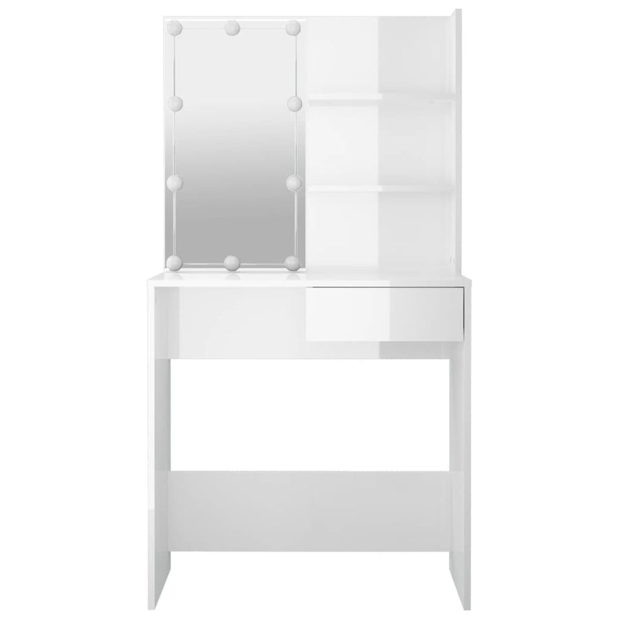 Kaptafel Met Led-Verlichting 74,5X40X4 Cm Hoogglans wit