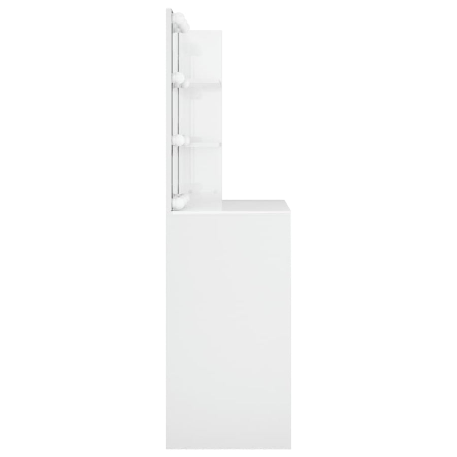 Kaptafel Met Led-Verlichting 74,5X40X4 Cm Hoogglans wit