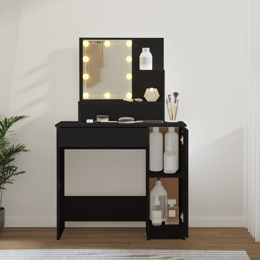 Kaptafel Met Led-Verlichting 86,5X35X36 Cm Zwart