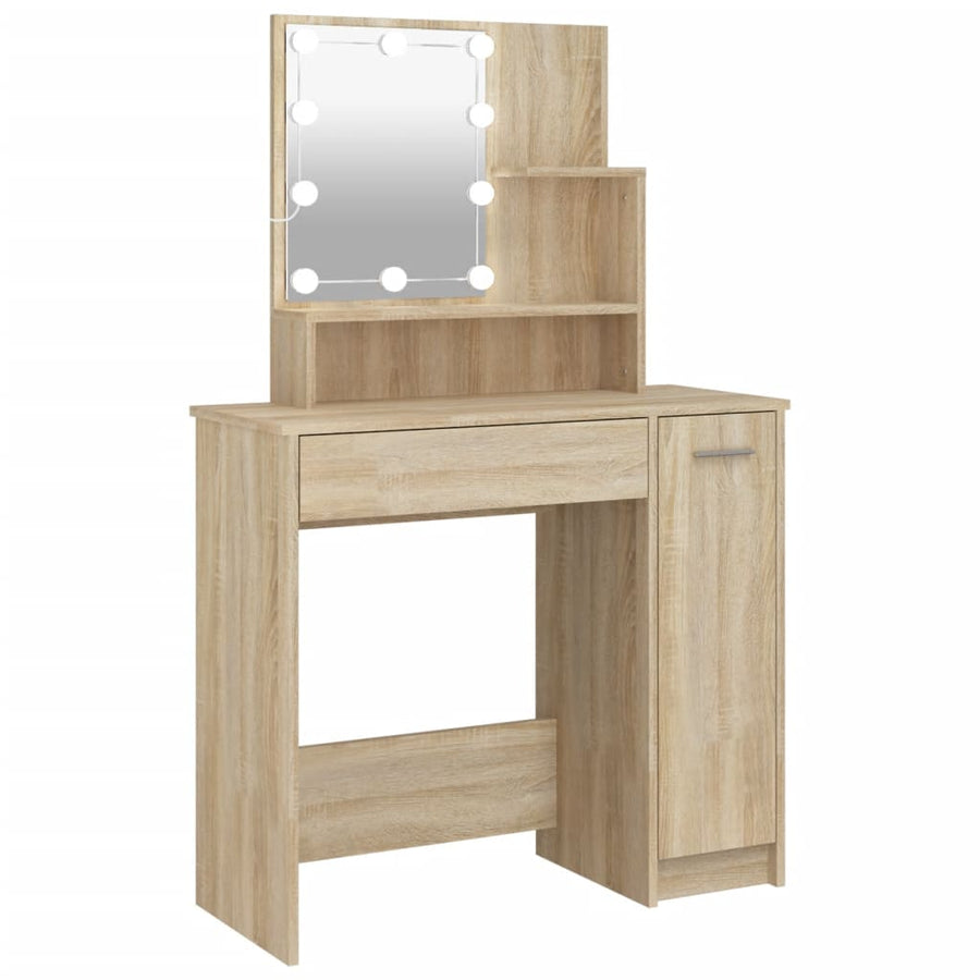 Kaptafel met LED-verlichting 86,5x35x136 cm sonoma eikenkleurig Sonoma eiken