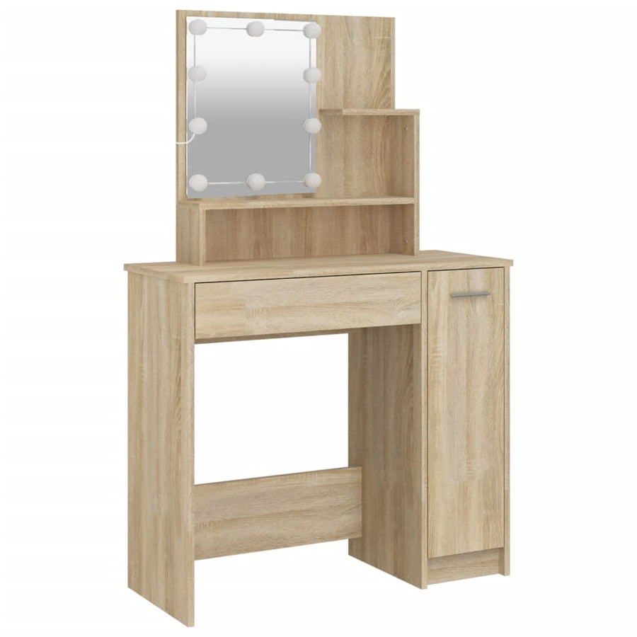 Kaptafel met LED-verlichting 86,5x35x136 cm sonoma eikenkleurig Sonoma eiken