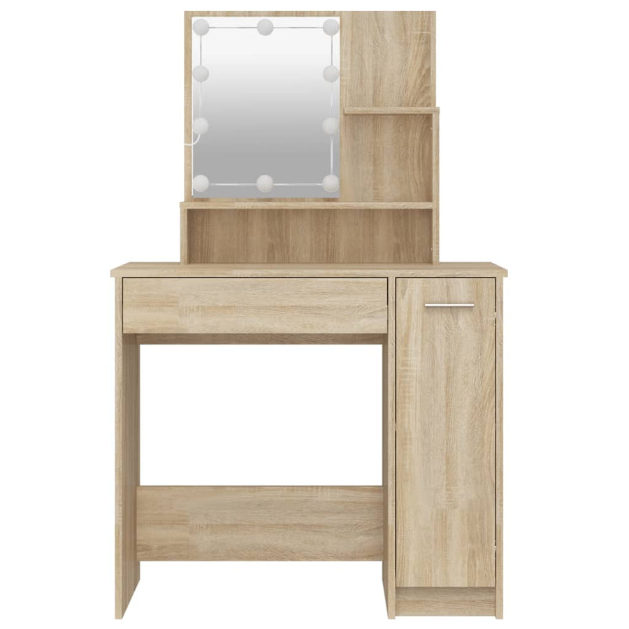 Kaptafel met LED-verlichting 86,5x35x136 cm sonoma eikenkleurig Sonoma eiken