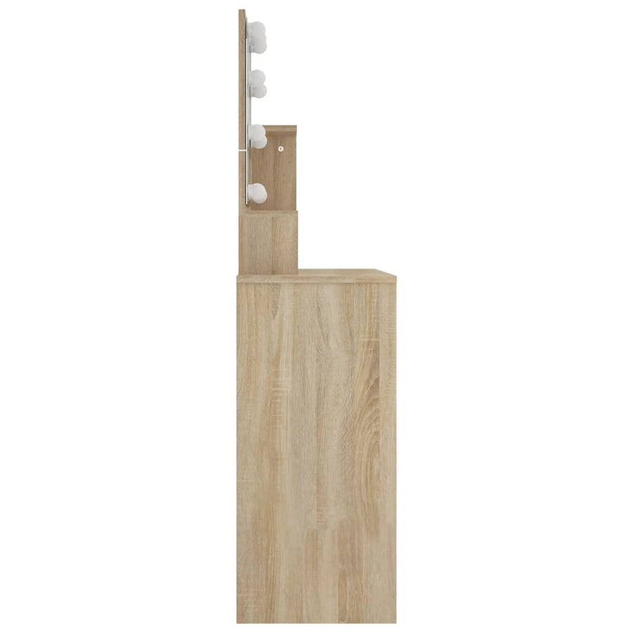 Kaptafel met LED-verlichting 86,5x35x136 cm sonoma eikenkleurig Sonoma eiken