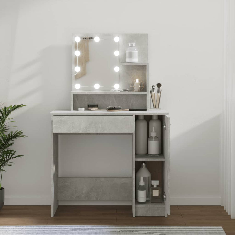 Kaptafel Met Led-Verlichting 86,5X35X36 Cm Betongrijs