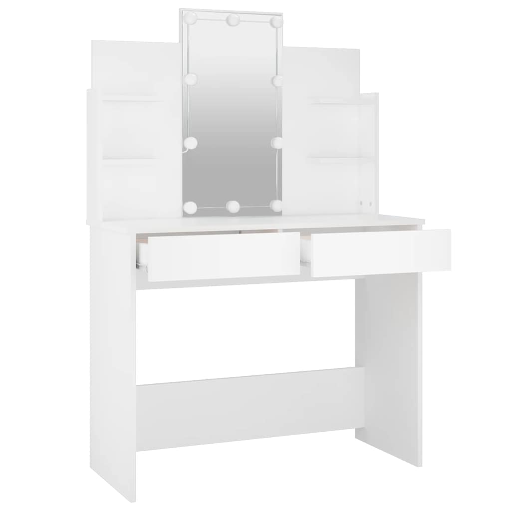 Kaptafel met LED-verlichting 96x40x142 cm wit
