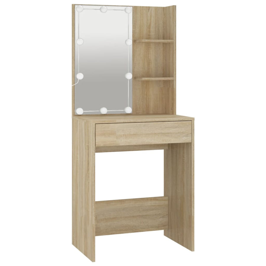 Kaptafel Met Led-Verlichting 60X40X40 Cm Kleurig Sonoma eiken