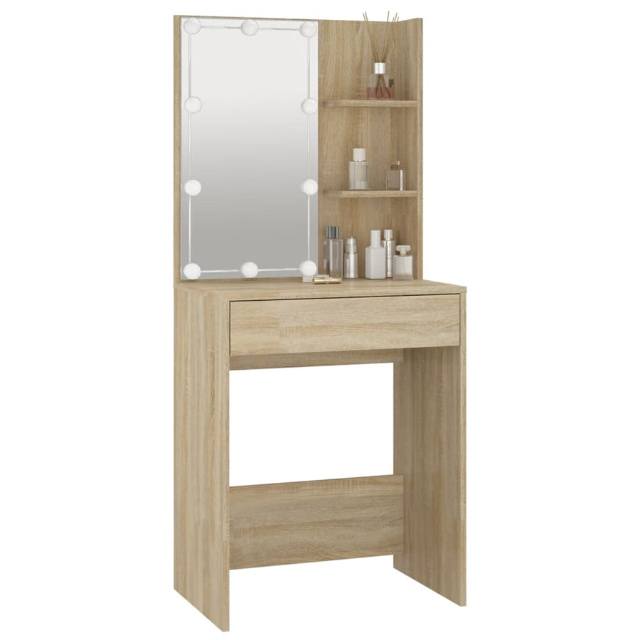 Kaptafel Met Led-Verlichting 60X40X40 Cm Kleurig Sonoma eiken