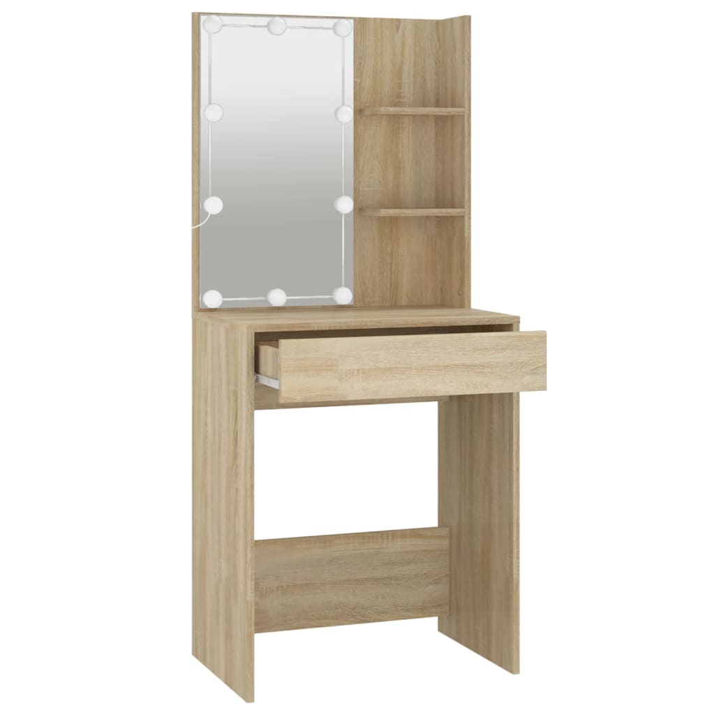Kaptafel Met Led-Verlichting 60X40X40 Cm Kleurig Sonoma eiken