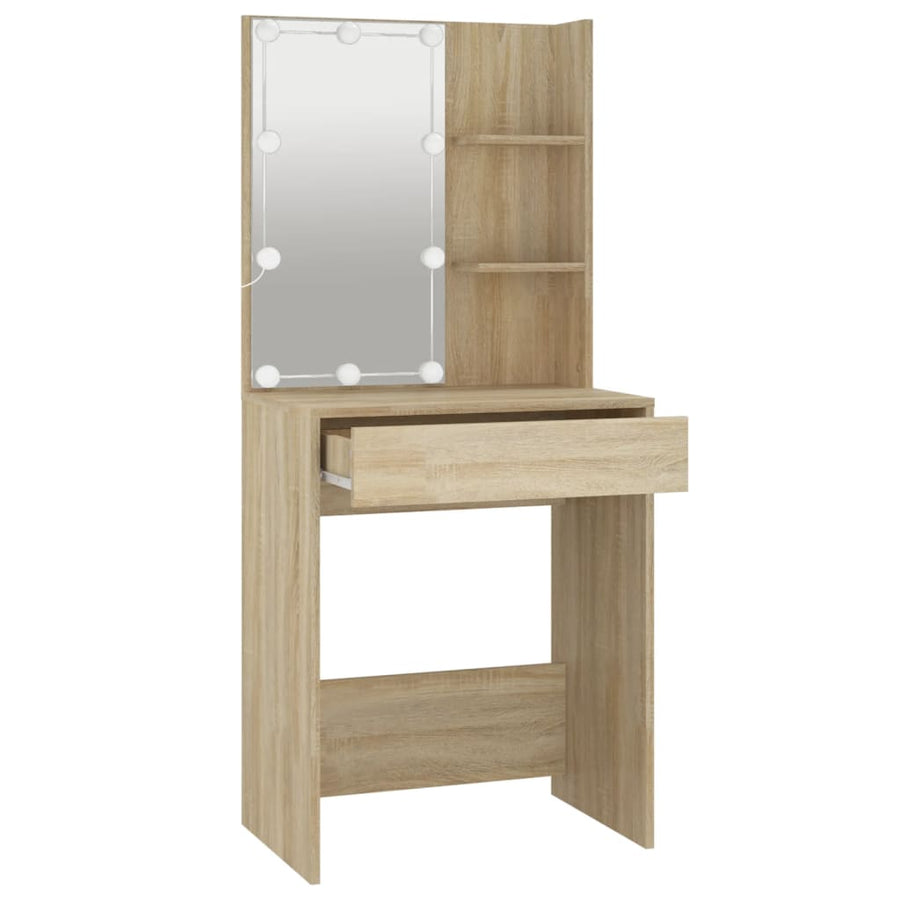 Kaptafel Met Led-Verlichting 60X40X40 Cm Kleurig Sonoma eiken