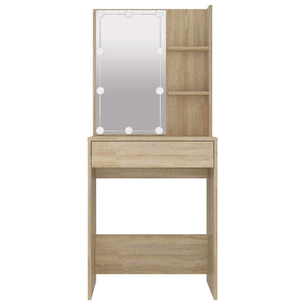 Kaptafel Met Led-Verlichting 60X40X40 Cm Kleurig Sonoma eiken