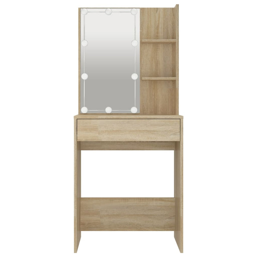 Kaptafel Met Led-Verlichting 60X40X40 Cm Kleurig Sonoma eiken