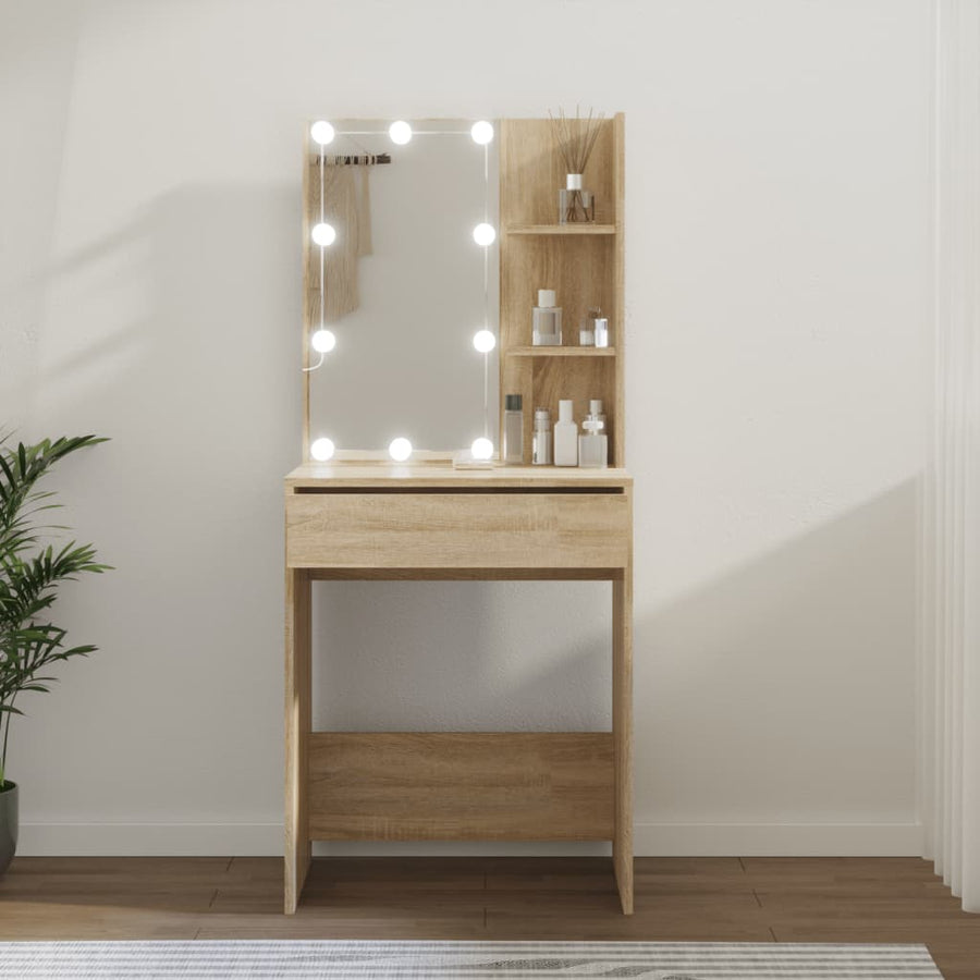 Kaptafel Met Led-Verlichting 60X40X40 Cm Kleurig Sonoma eiken