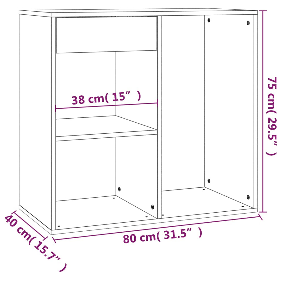 Cosmeticakast 80X40X75 Cm Bewerkt Hout Hoogglans Wit