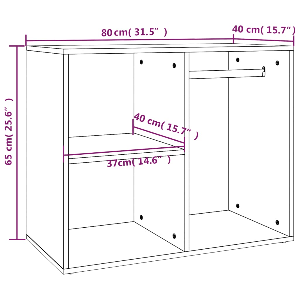 Kledingkast 80X40X65 Cm Bewerkt Hout Zwart