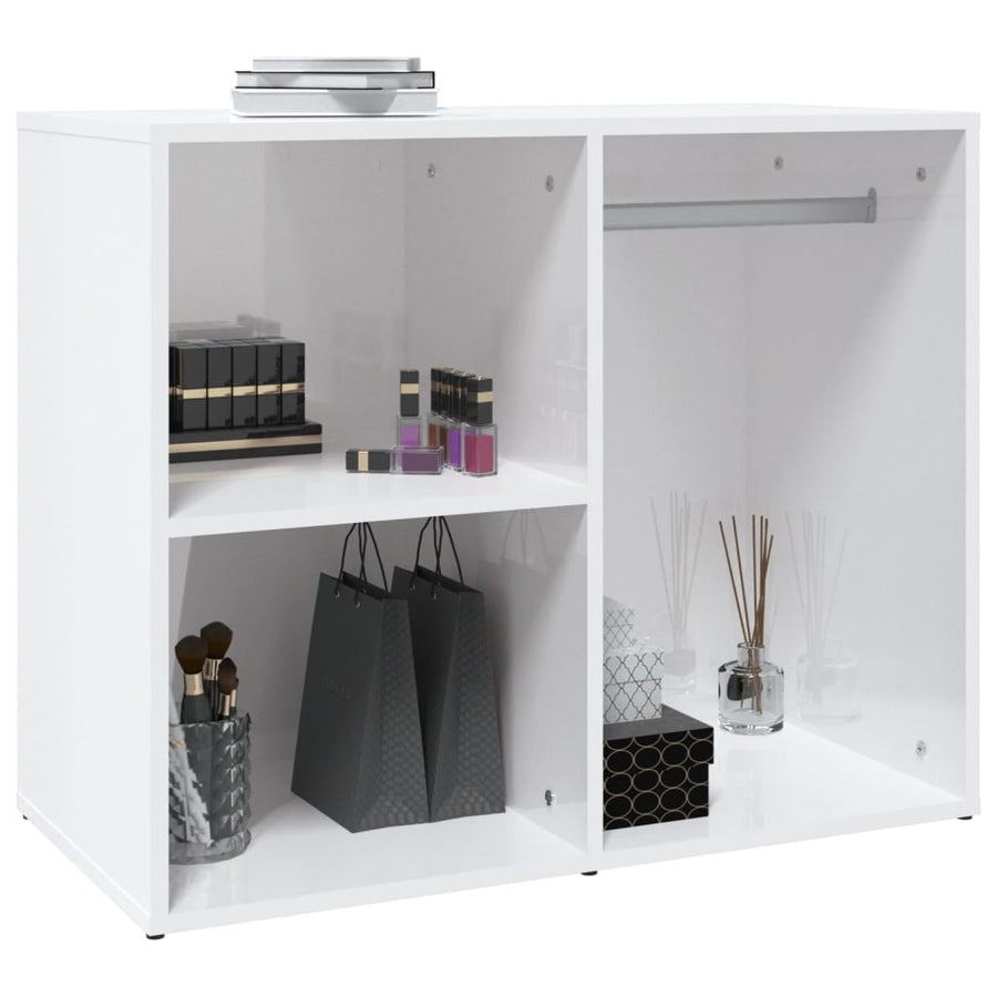 Kledingkast 80X40X65 Cm Bewerkt Hout Hoogglans Wit