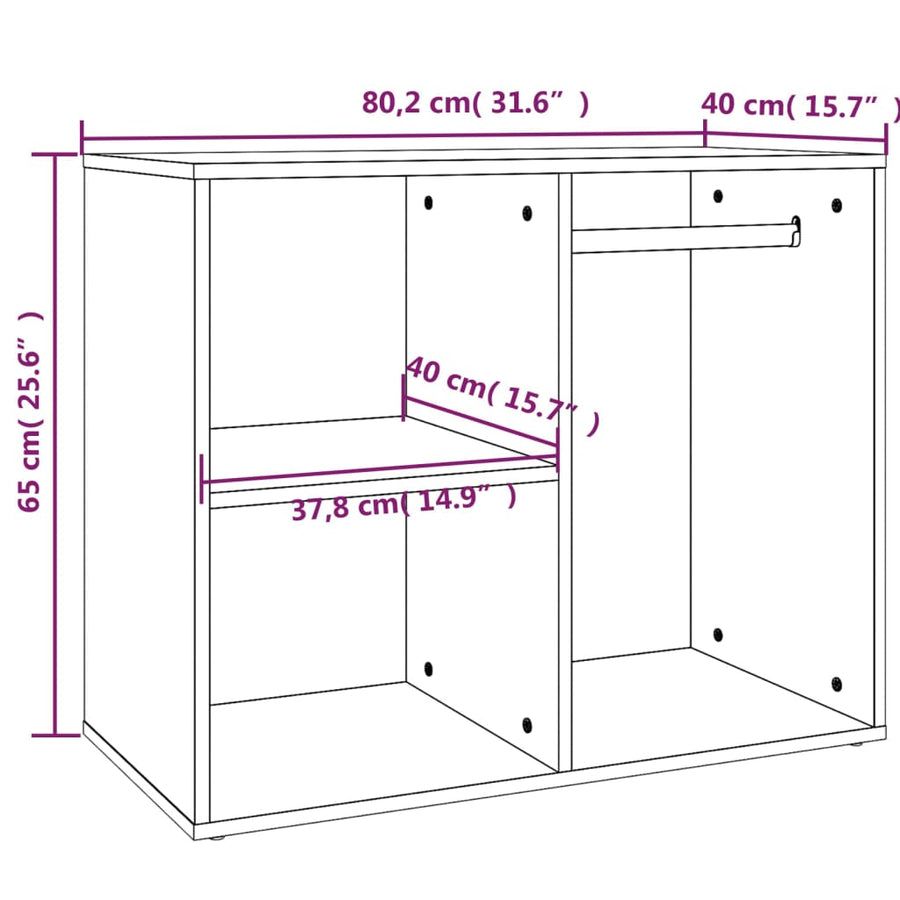 Kledingkast 80X40X65 Cm Bewerkt Hout Hoogglans Wit