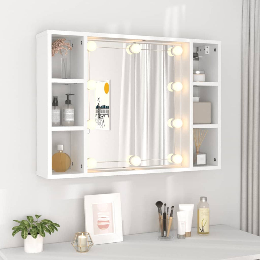 Spiegelkast Met Led-Verlichting 76X5X55 Cm Wit