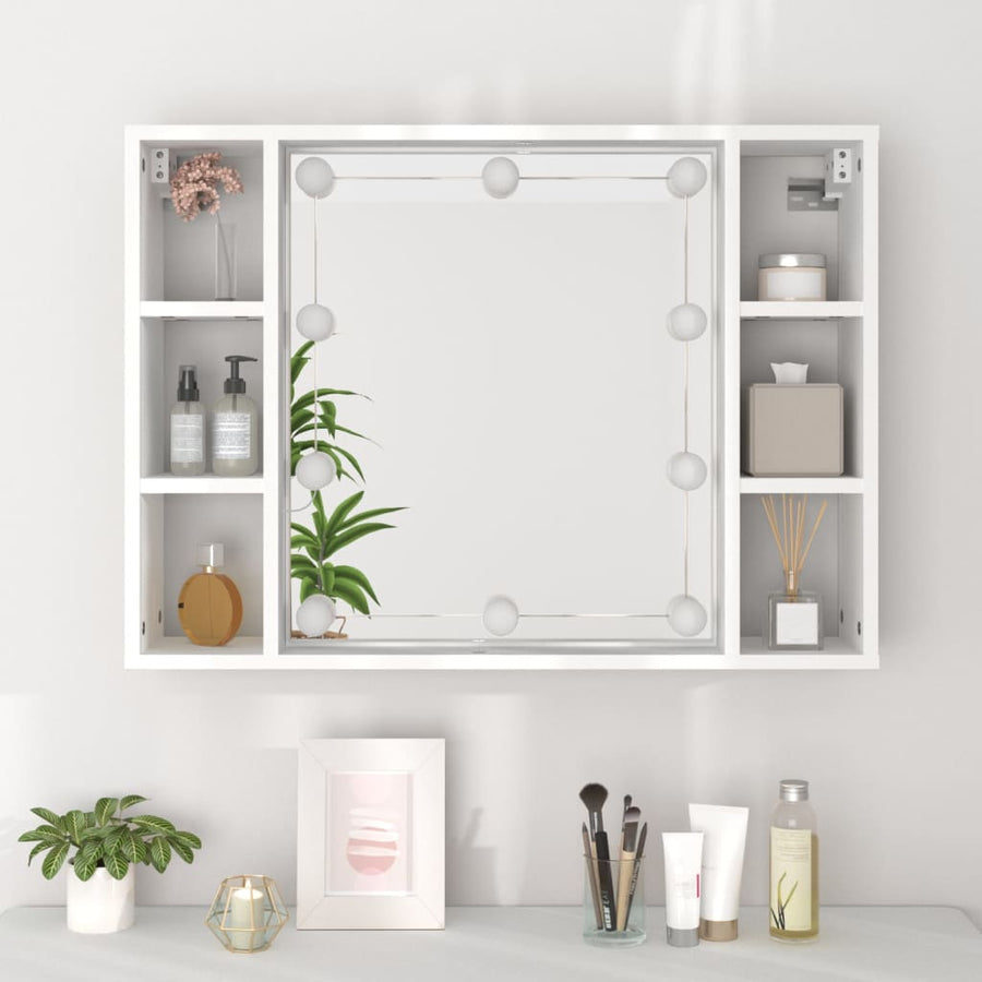 Spiegelkast Met Led-Verlichting 76X5X55 Cm Wit