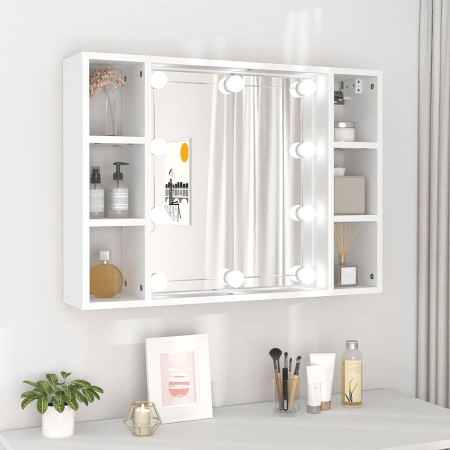 Spiegelkast Met Led-Verlichting 76X5X55 Cm Wit