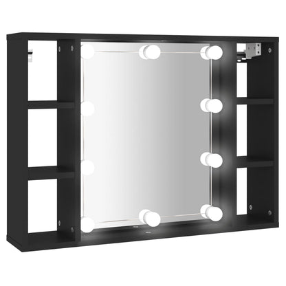 Spiegelkast Met Led-Verlichting 76X5X55 Cm Zwart