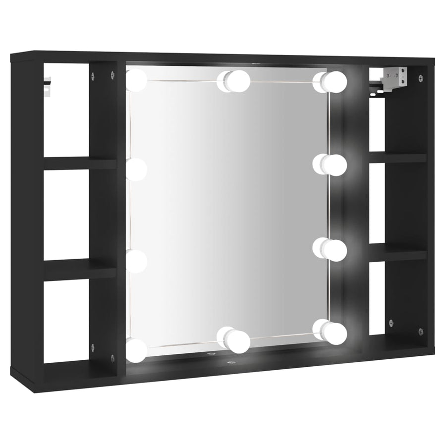 Spiegelkast Met Led-Verlichting 76X5X55 Cm Zwart