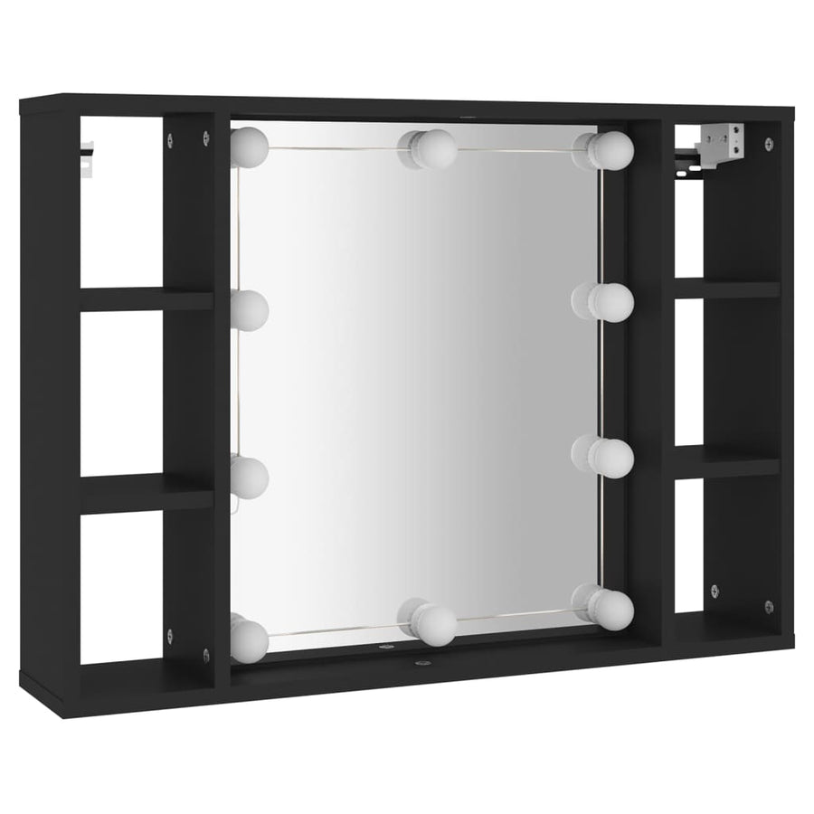 Spiegelkast Met Led-Verlichting 76X5X55 Cm Zwart