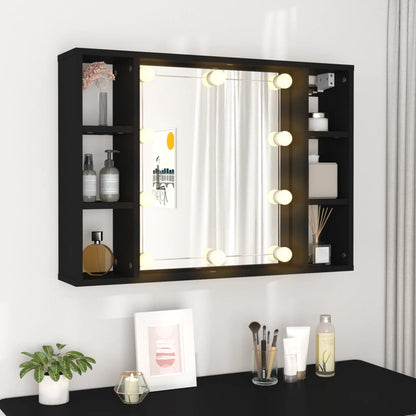 Spiegelkast Met Led-Verlichting 76X5X55 Cm Zwart