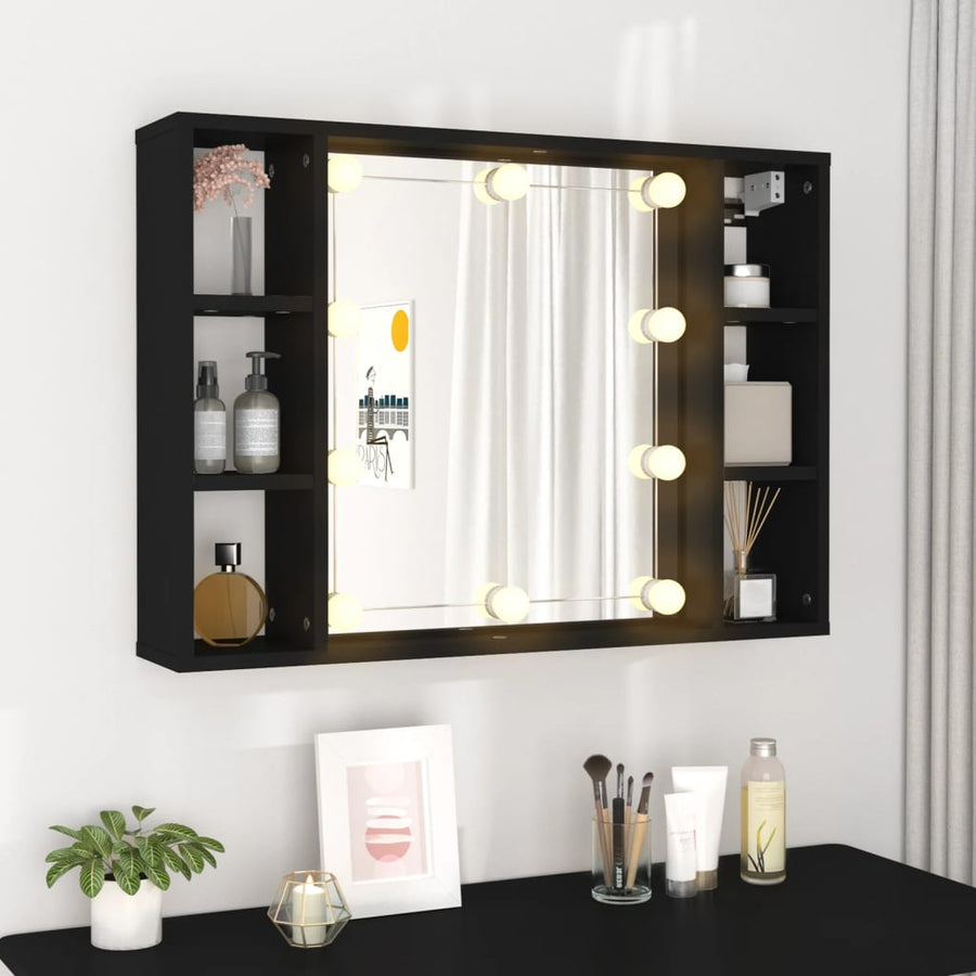 Spiegelkast Met Led-Verlichting 76X5X55 Cm Zwart