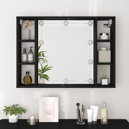 Spiegelkast Met Led-Verlichting 76X5X55 Cm Zwart
