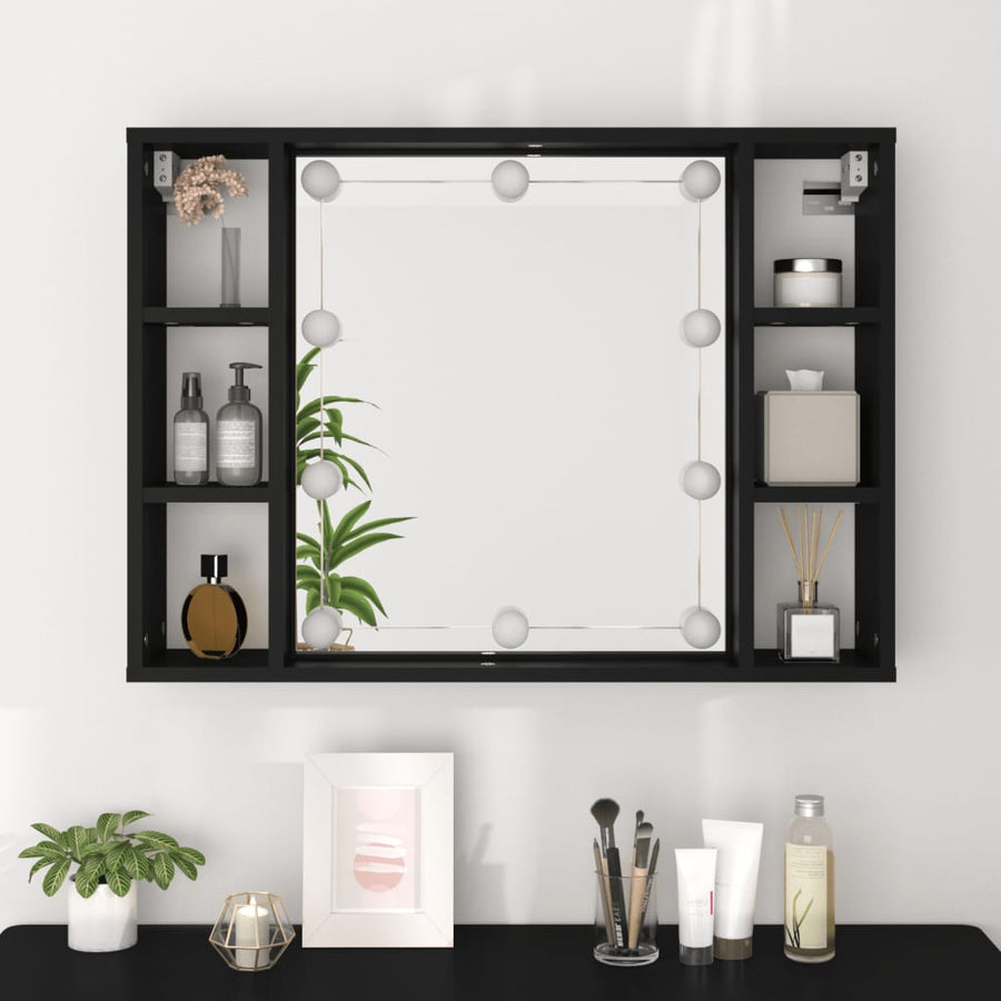 Spiegelkast Met Led-Verlichting 76X5X55 Cm Zwart