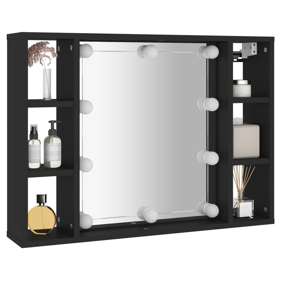 Spiegelkast Met Led-Verlichting 76X5X55 Cm Zwart