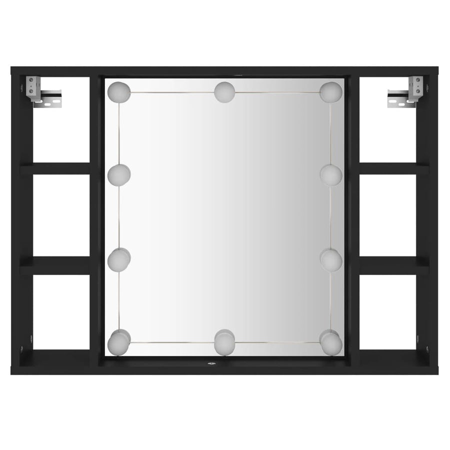 Spiegelkast Met Led-Verlichting 76X5X55 Cm Zwart