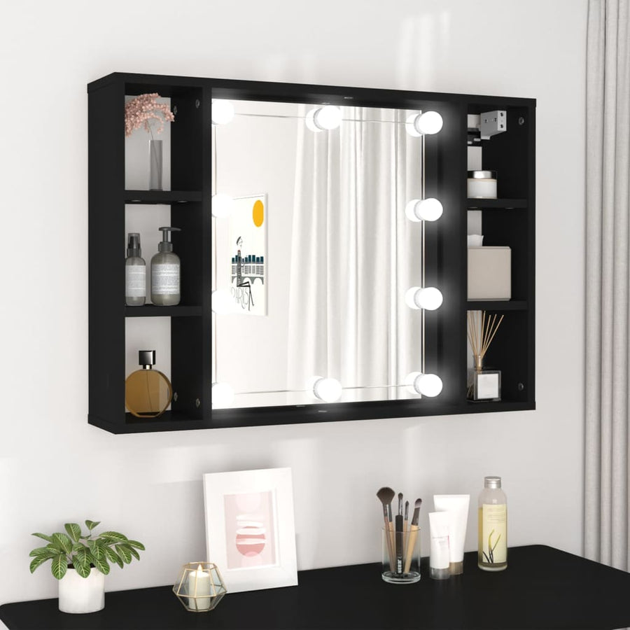 Spiegelkast Met Led-Verlichting 76X5X55 Cm Zwart