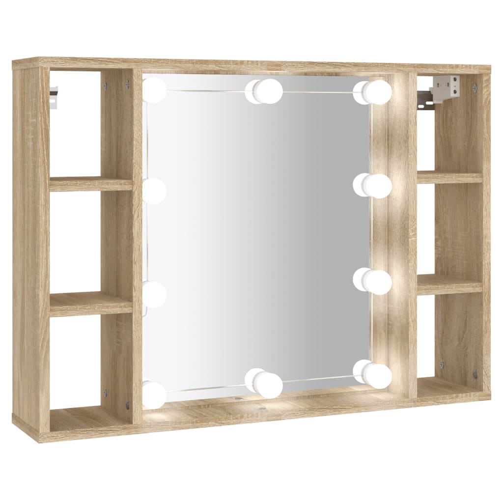 Spiegelkast Met Led-Verlichting 76X5X55 Cm Kleurig Sonoma eiken