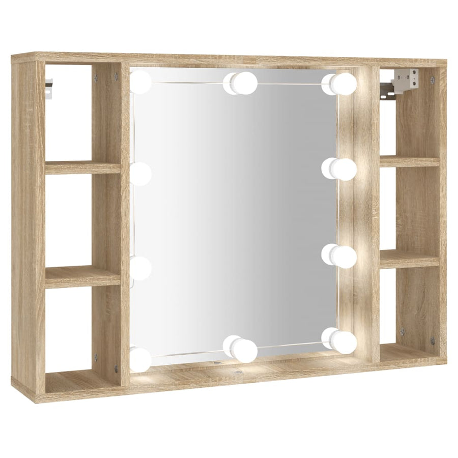 Spiegelkast Met Led-Verlichting 76X5X55 Cm Kleurig Sonoma eiken