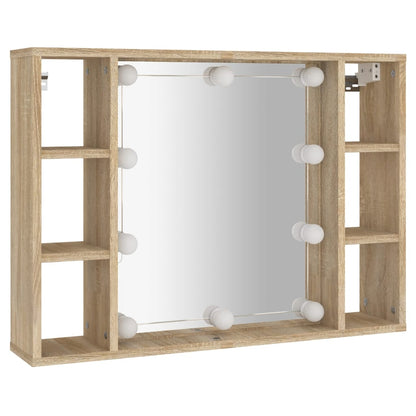 Spiegelkast Met Led-Verlichting 76X5X55 Cm Kleurig Sonoma eiken