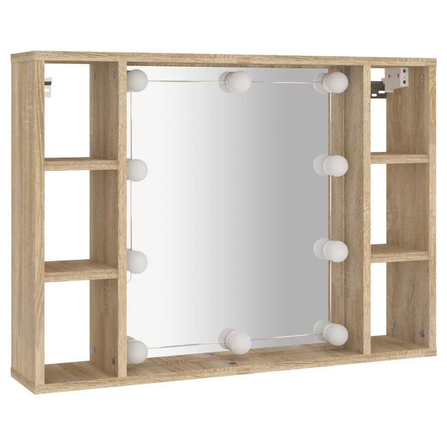 Spiegelkast Met Led-Verlichting 76X5X55 Cm Kleurig Sonoma eiken