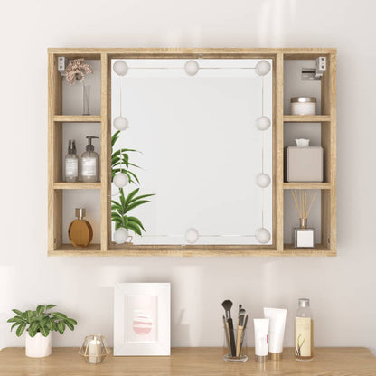 Spiegelkast Met Led-Verlichting 76X5X55 Cm Kleurig Sonoma eiken