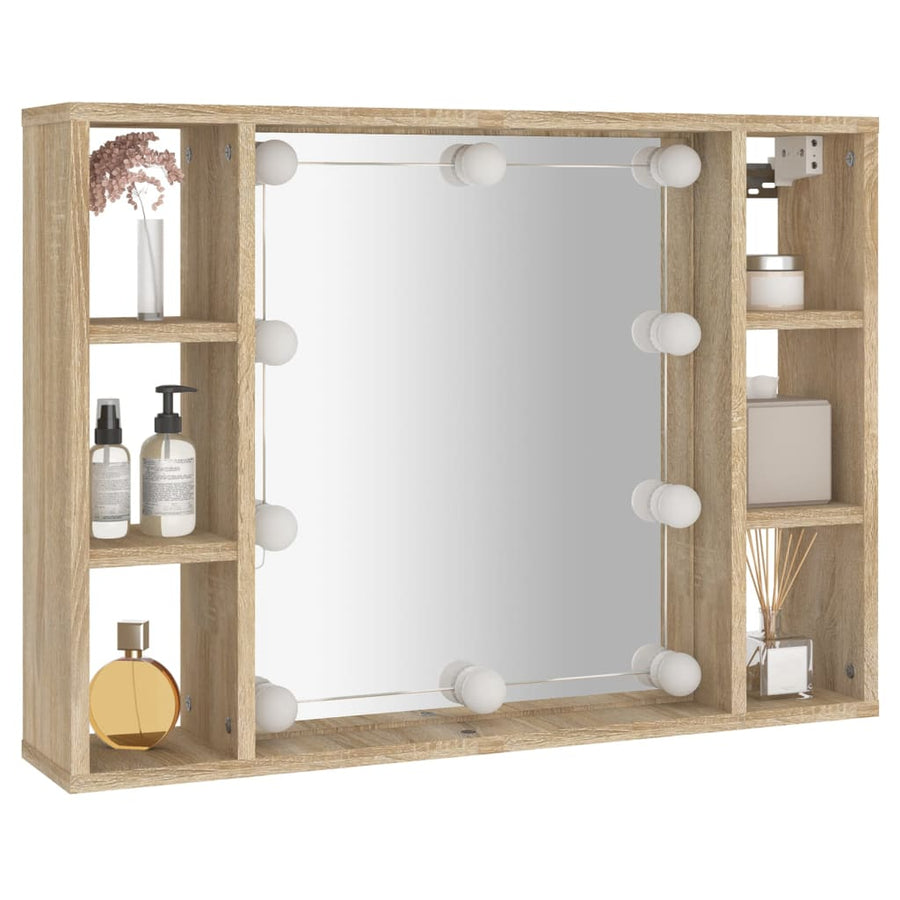Spiegelkast Met Led-Verlichting 76X5X55 Cm Kleurig Sonoma eiken