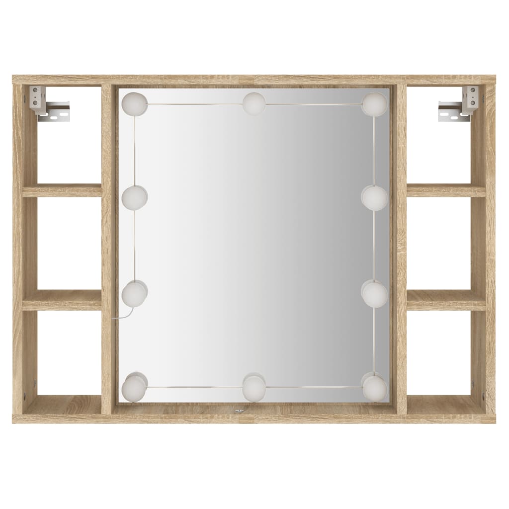 Spiegelkast Met Led-Verlichting 76X5X55 Cm Kleurig Sonoma eiken