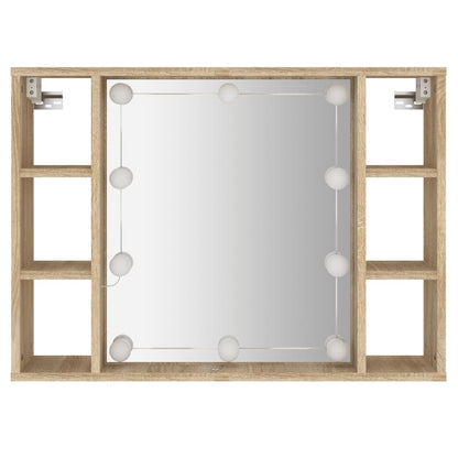 Spiegelkast Met Led-Verlichting 76X5X55 Cm Kleurig Sonoma eiken
