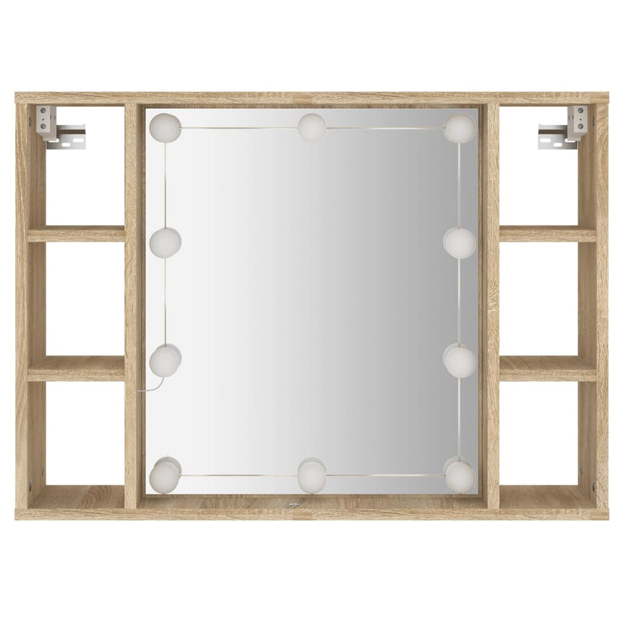 Spiegelkast Met Led-Verlichting 76X5X55 Cm Kleurig Sonoma eiken